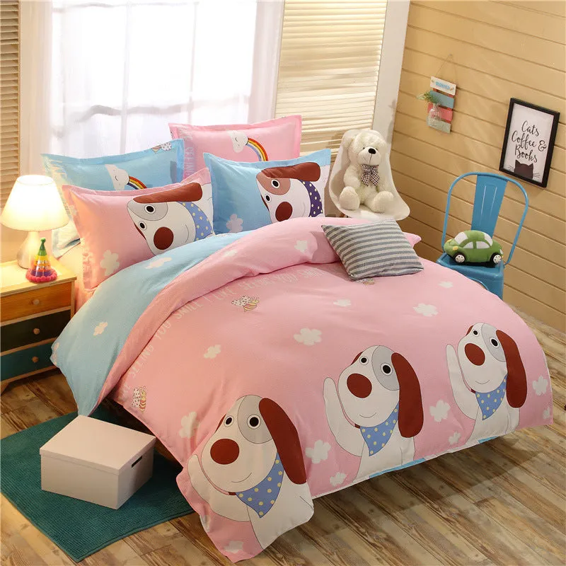 Flower print bedding set in Baby Bear pattern on a 2.0m bed with quilt cover and pillowcases