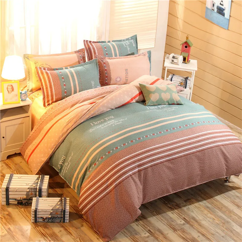 Flower print bedding set in Baby Bear pattern on a 2.0m bed with quilt cover and pillowcases