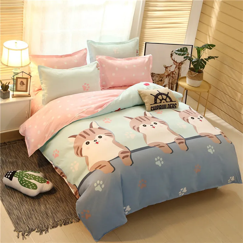 Flower print bedding set in Baby Bear pattern on a 2.0m bed with quilt cover and pillowcases