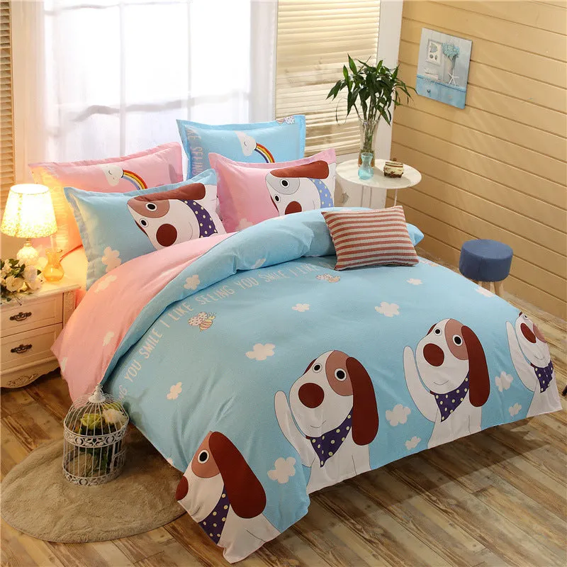 Flower print bedding set in Baby Bear pattern on a 2.0m bed with quilt cover and pillowcases