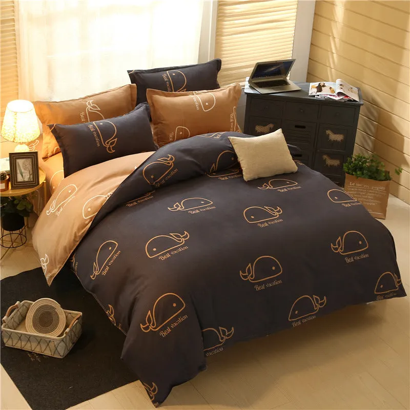 Flower print bedding set in Baby Bear pattern on a 2.0m bed with quilt cover and pillowcases