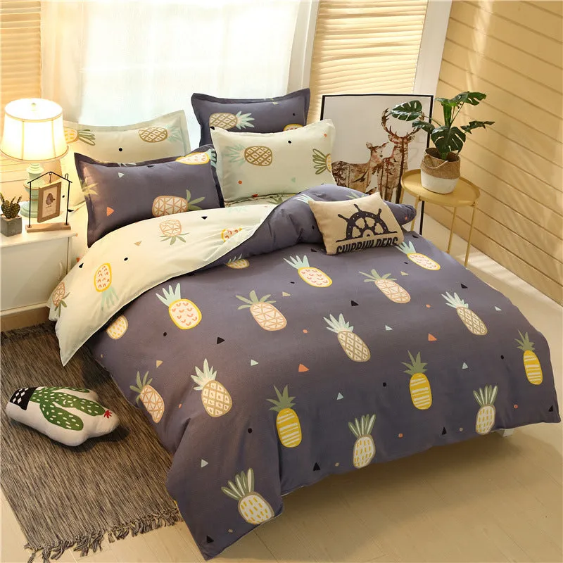 Flower print bedding set in Baby Bear pattern on a 2.0m bed with quilt cover and pillowcases
