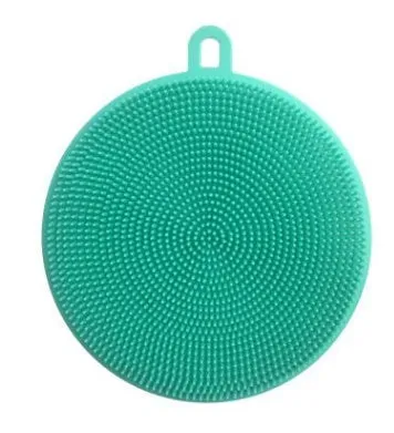 Set of silicone dishwasher cleaning brushes in assorted colours, 115mm diameter, heat resistant for kitchen use
