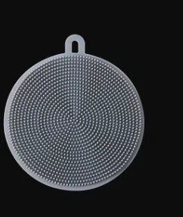 Set of silicone dishwasher cleaning brushes in assorted colours, 115mm diameter, heat resistant for kitchen use
