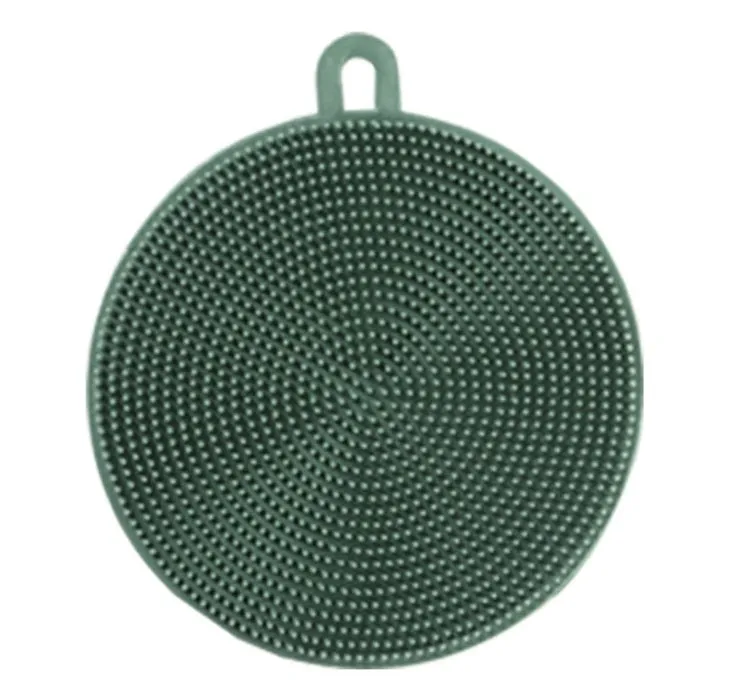 Set of silicone dishwasher cleaning brushes in assorted colours, 115mm diameter, heat resistant for kitchen use