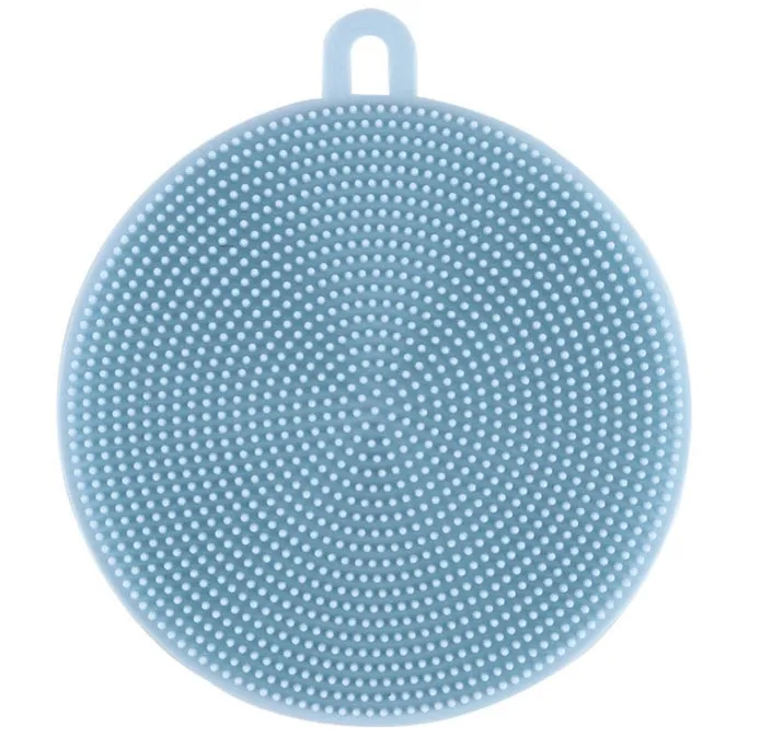 Set of silicone dishwasher cleaning brushes in assorted colours, 115mm diameter, heat resistant for kitchen use