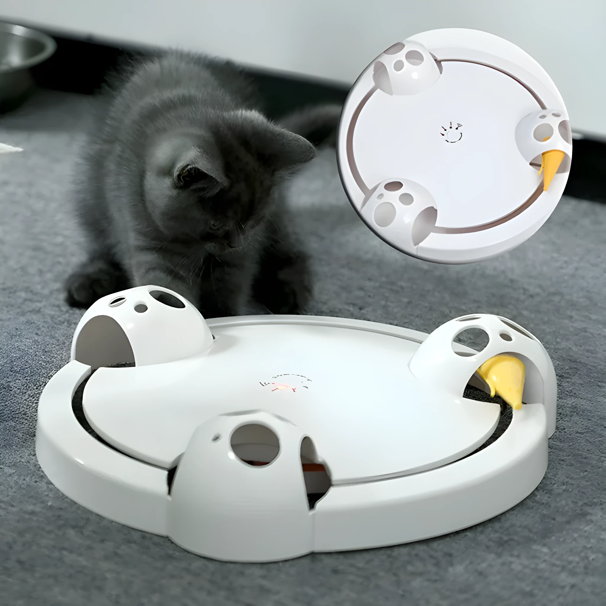White electric cat toy automatic turntable catching mouse simulation 32 cm diameter ABS plastic
