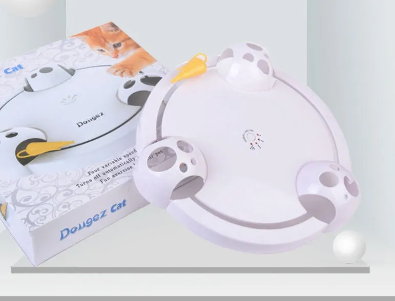 White electric cat toy automatic turntable catching mouse simulation 32 cm diameter ABS plastic