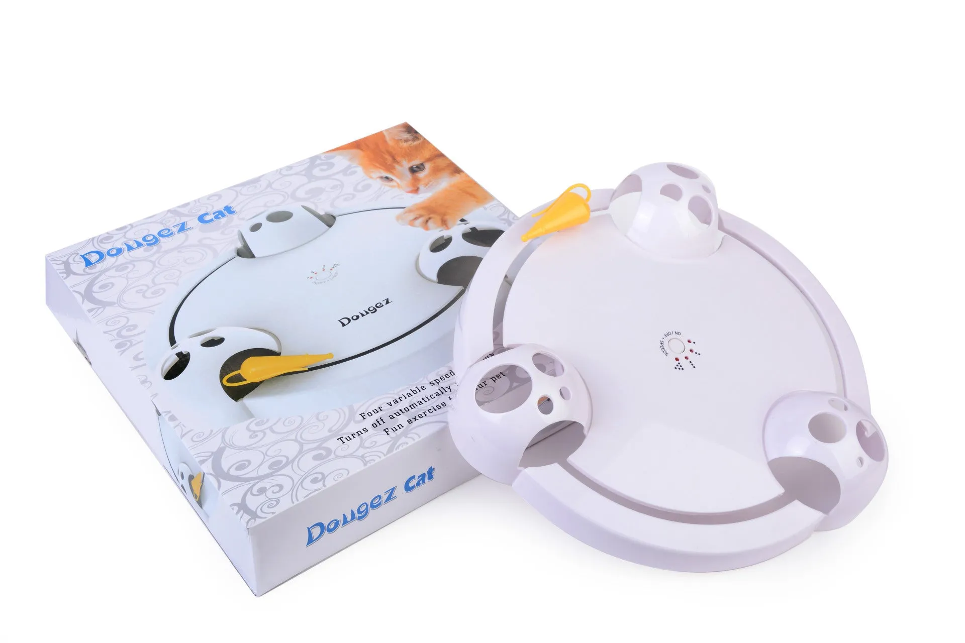 White electric cat toy automatic turntable catching mouse simulation 32 cm diameter ABS plastic