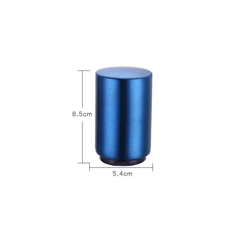 Silver magnetic automatic bottle opener with stainless steel body and brushed finish on kitchen countertop