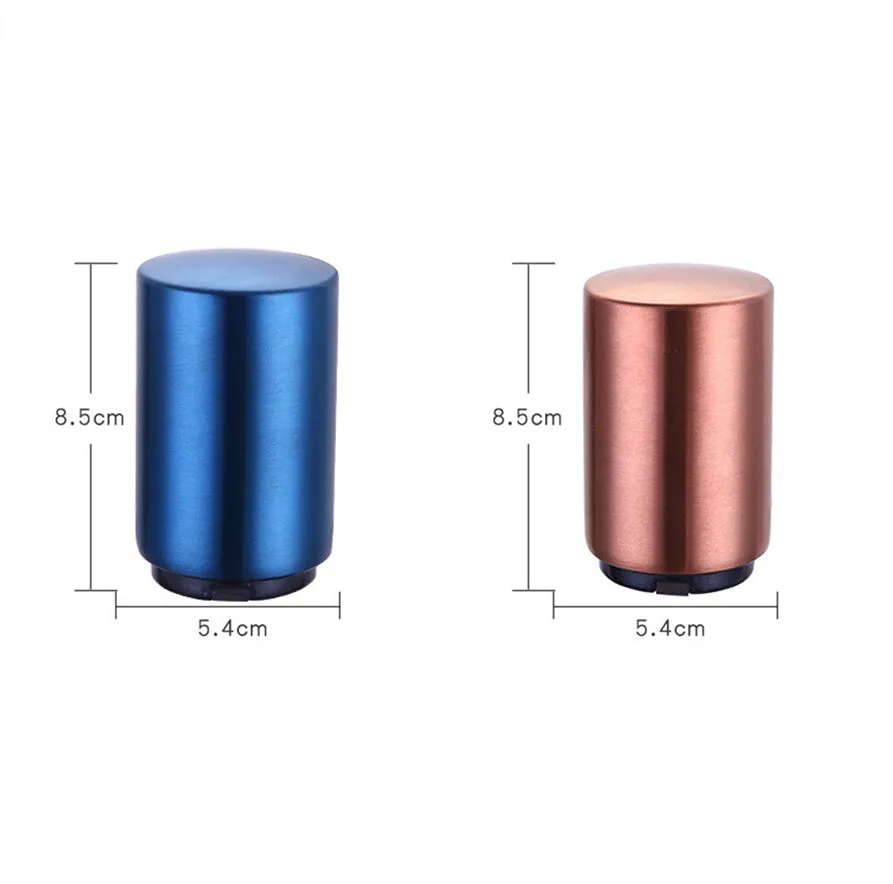 Silver magnetic automatic bottle opener with stainless steel body and brushed finish on kitchen countertop