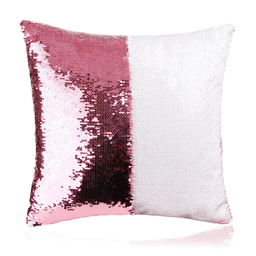 Custom photo sequins throw pillowcase 40x40cm gold front with personalised picture
