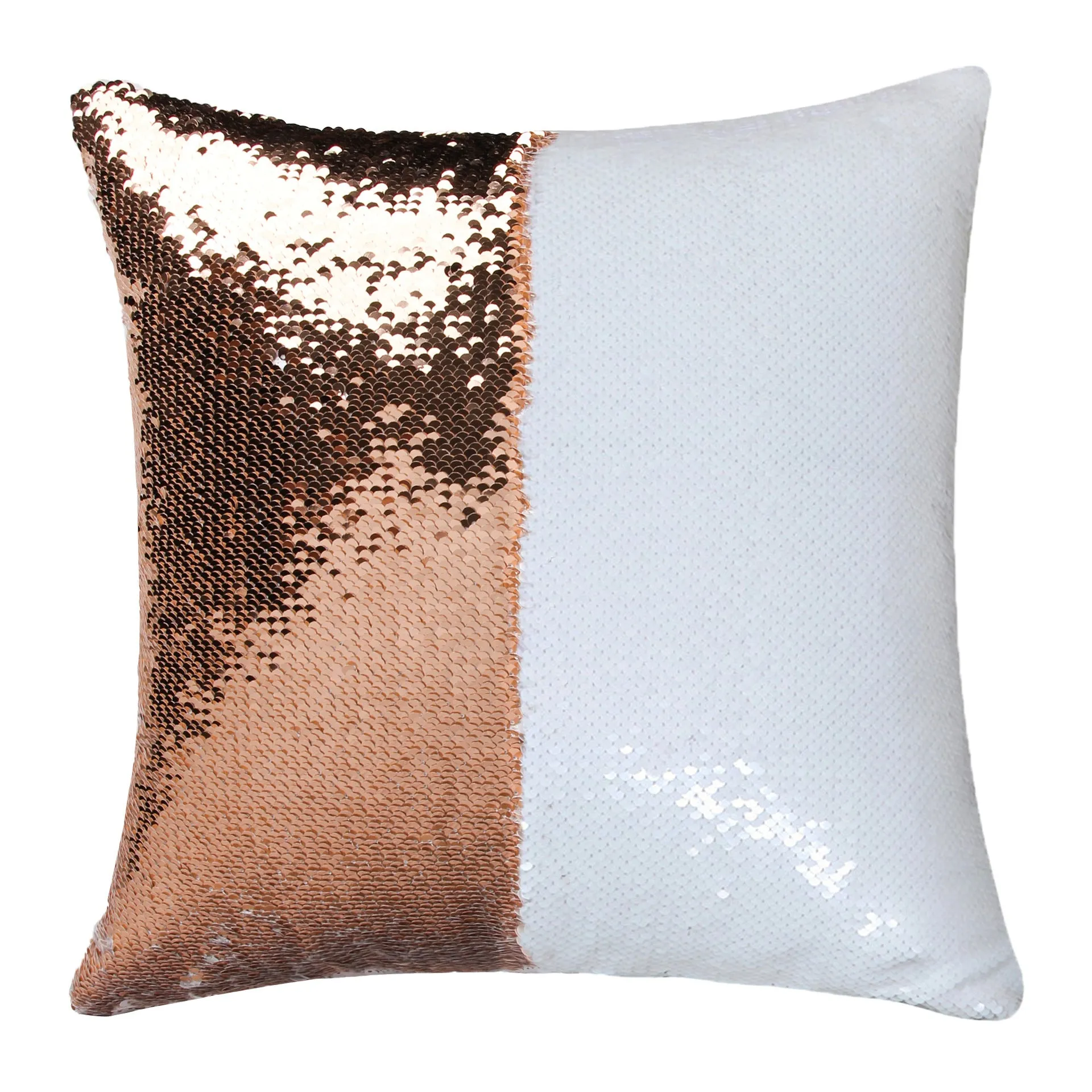 Custom photo sequins throw pillowcase 40x40cm gold front with personalised picture
