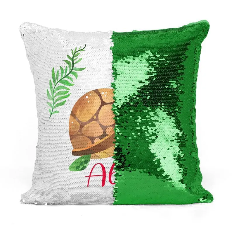 Custom photo sequins throw pillowcase 40x40cm gold front with personalised picture