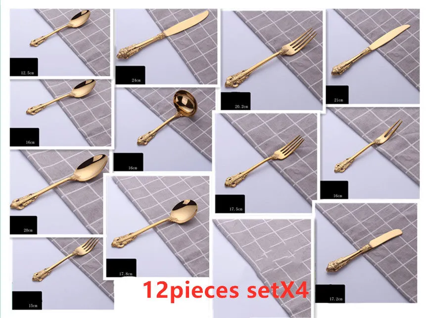 Stainless steel cutlery set with main knife, main fork, main spoon, and teaspoon in silver finish