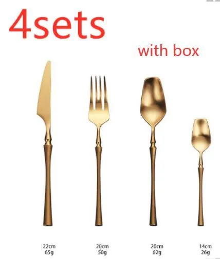 Stainless steel cutlery set with main knife, main fork, main spoon, and teaspoon in silver finish
