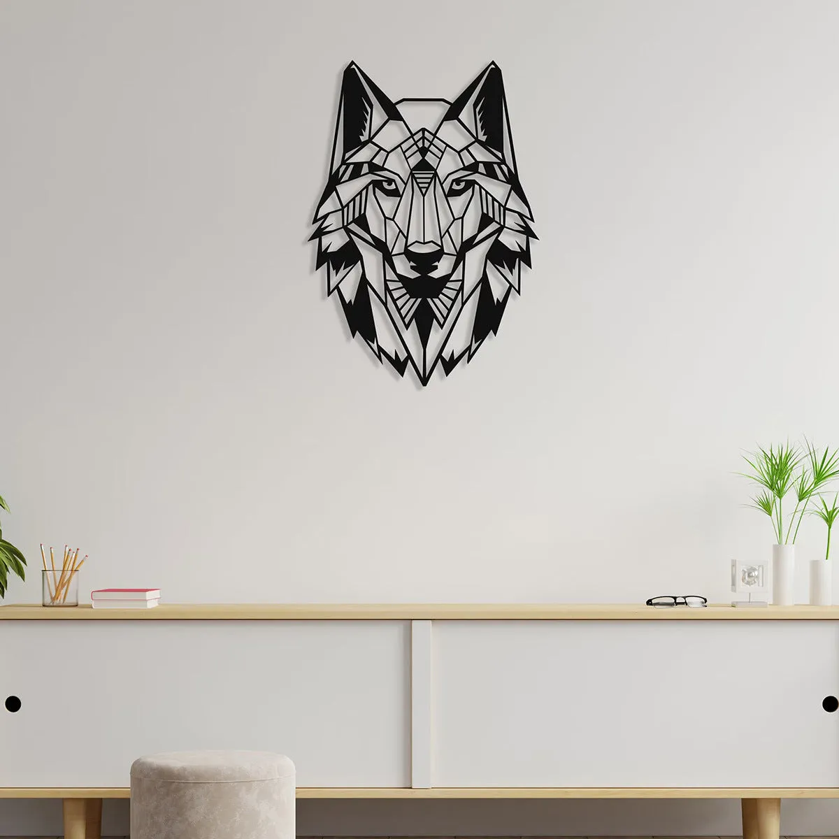 Geometric iron wall decoration deer head in black modern minimalist design