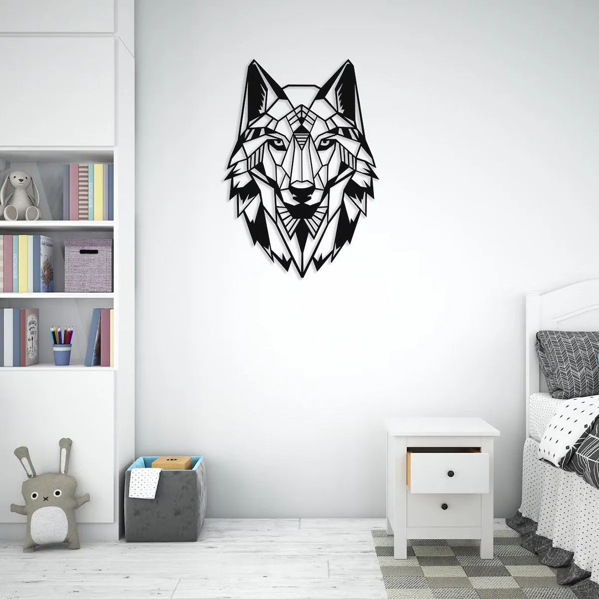 Geometric iron wall decoration deer head in black modern minimalist design