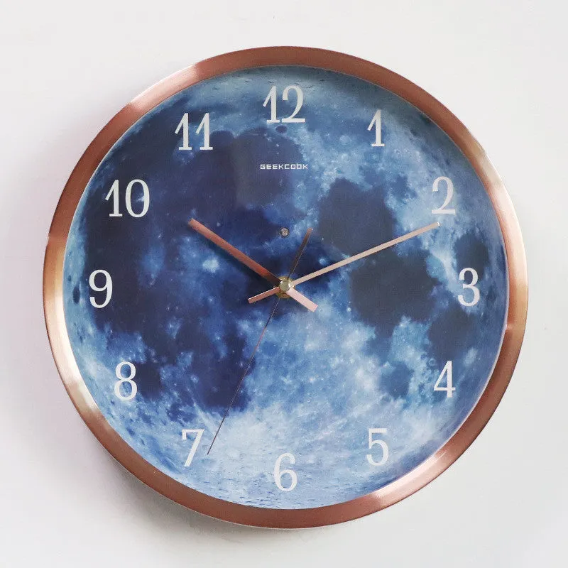12-inch 30cm sound control luminous wall clock with blue moon design and silent movement
