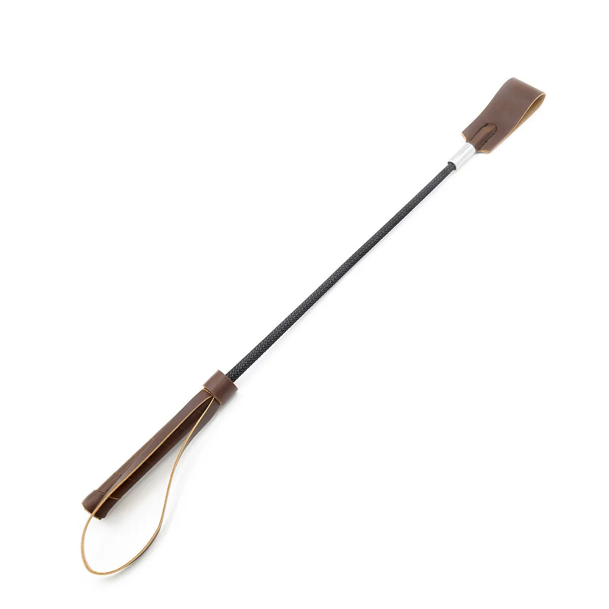 PU leather BDSM spanking flogger whip with metal head in black colour for bondage restraint