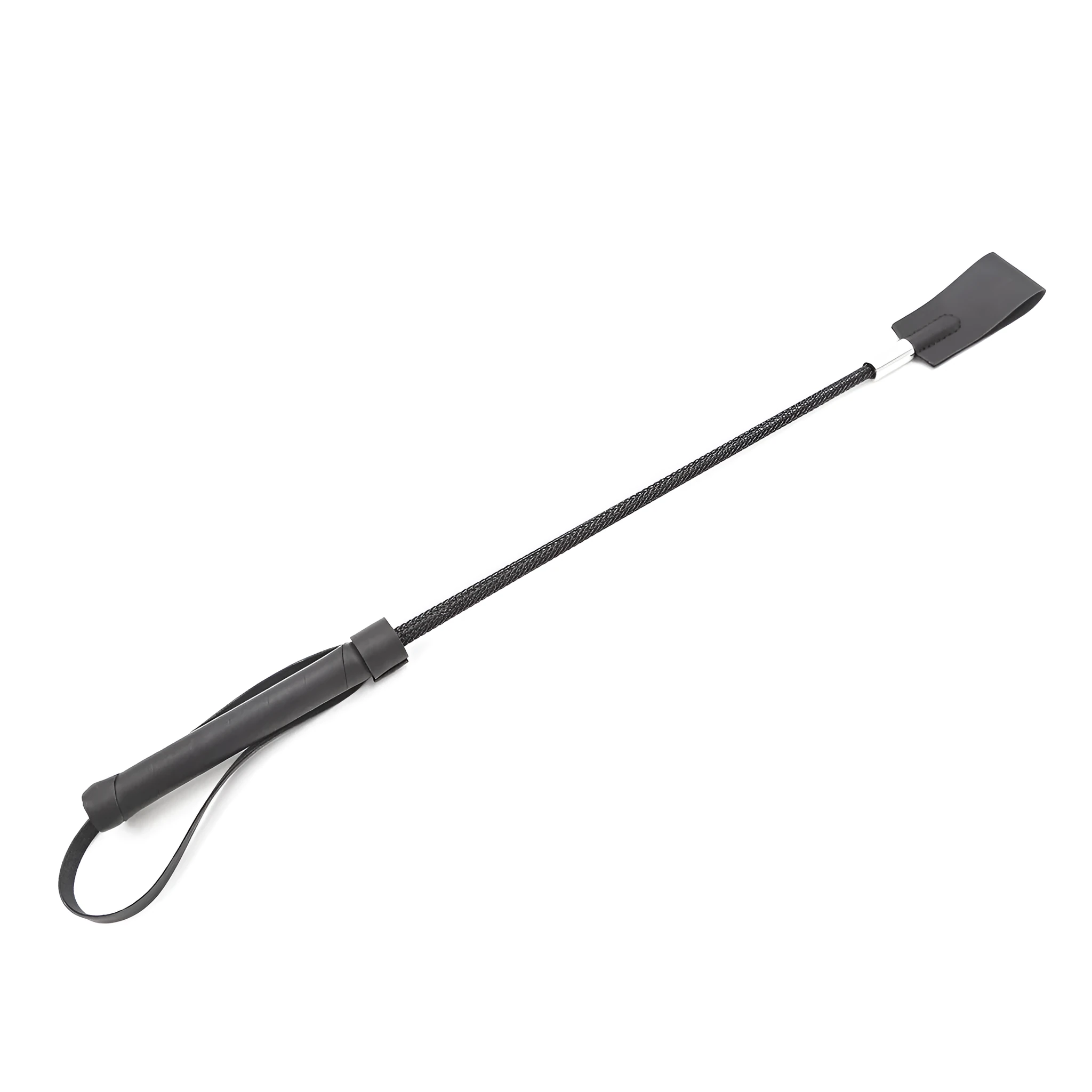 PU leather BDSM spanking flogger whip with metal head in black colour for bondage restraint