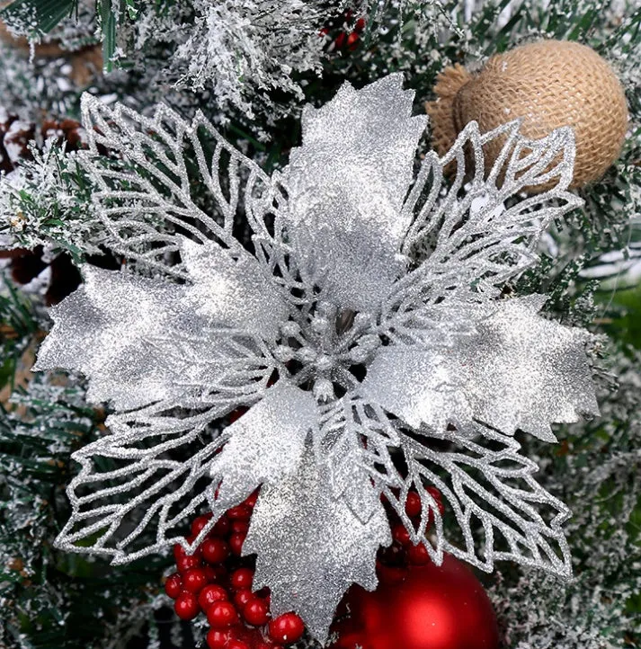 Gold glitter Christmas tree wreath 16cm diameter on white background