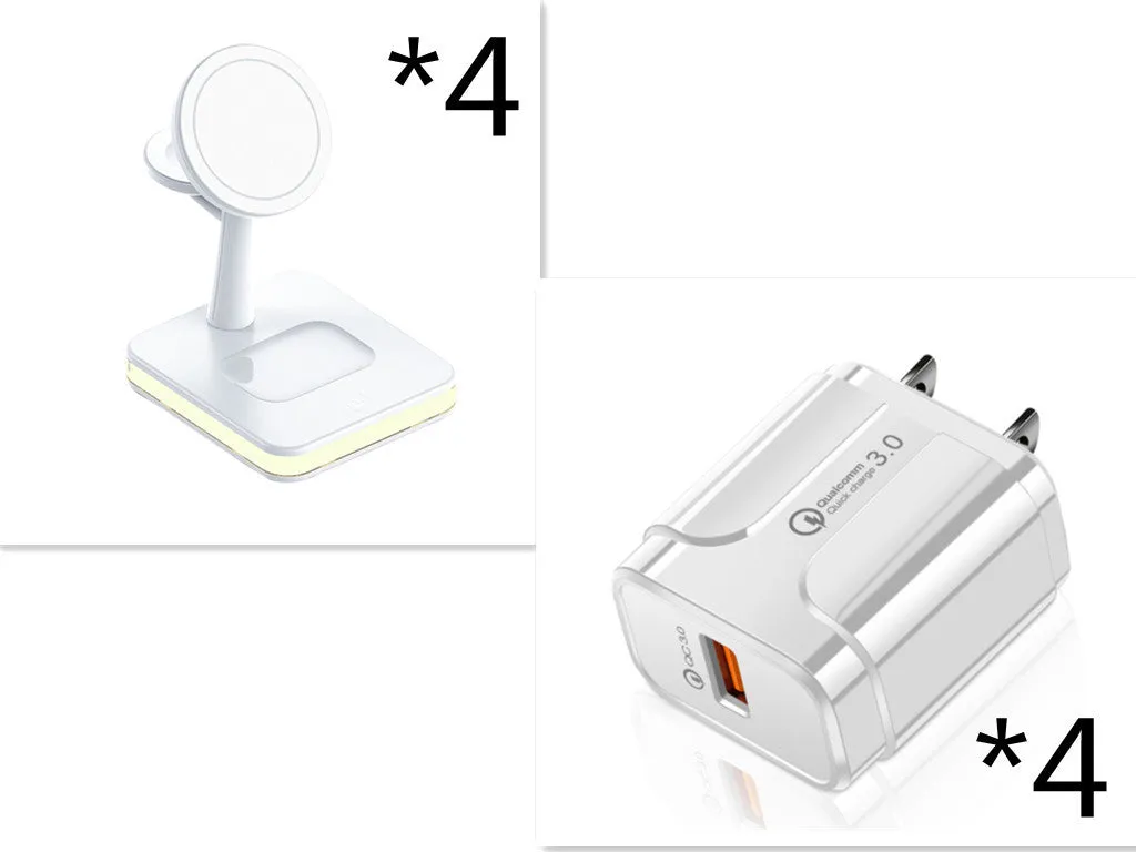 3-in-1 wireless charger magnetic bracket charging smartphone, watch, and earbuds on a desk