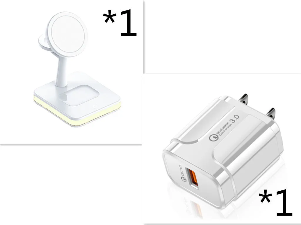 3-in-1 wireless charger magnetic bracket charging smartphone, watch, and earbuds on a desk