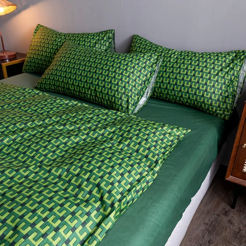 Pure cotton fitted sheet quilt set in Ivey Orange for 1.8m bed with heat storage feature