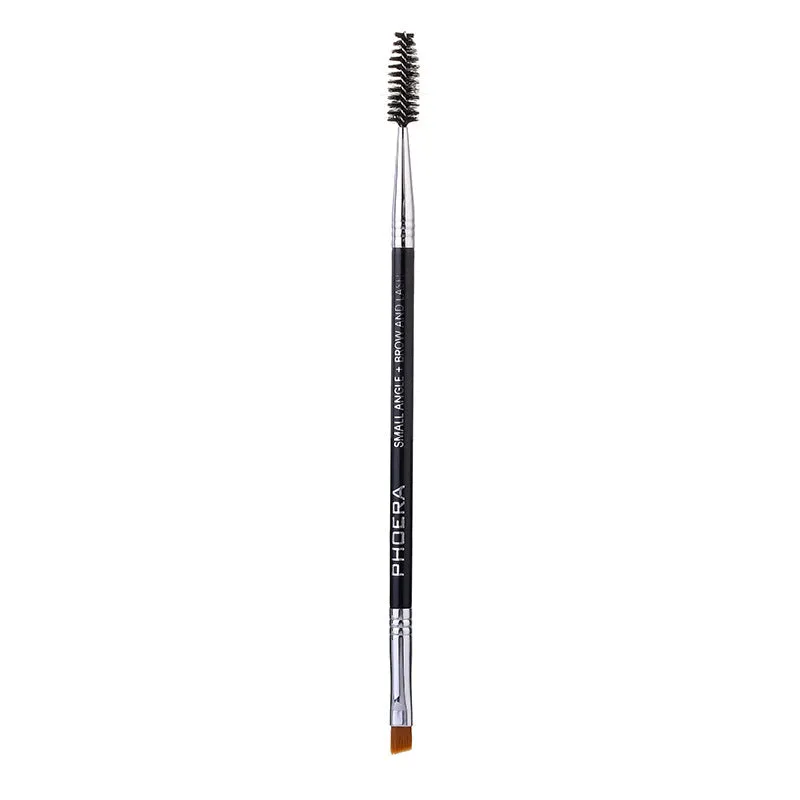 Phoera Eyebrow Cream in six colour shades with double-ended brush, taupe and soft brown pots visible