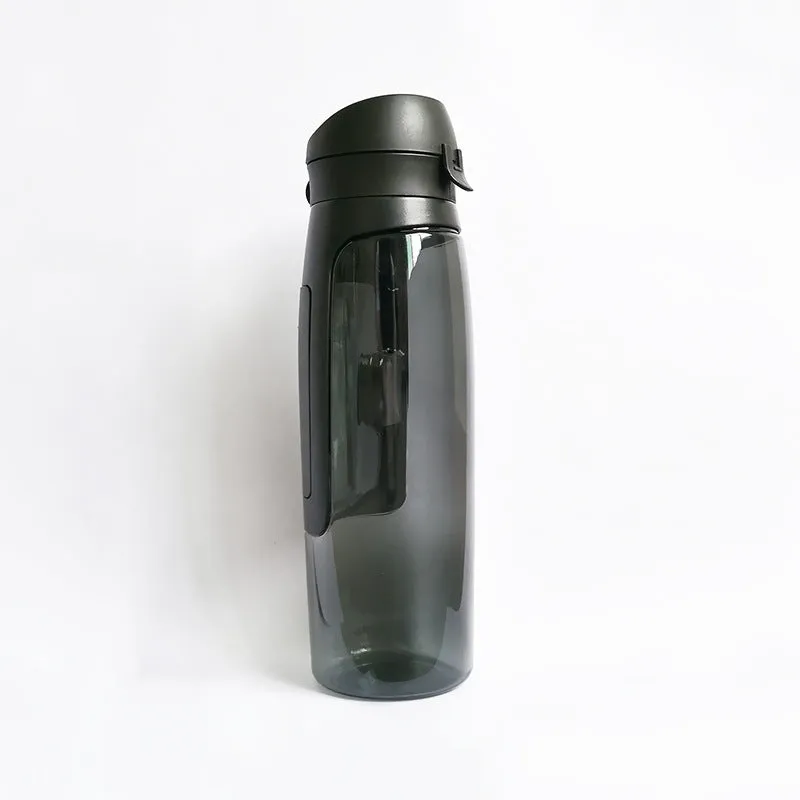 Black hidden security water bottle container with BPA-free lid on white background