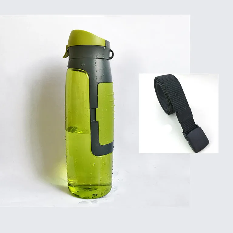 Black hidden security water bottle container with BPA-free lid on white background