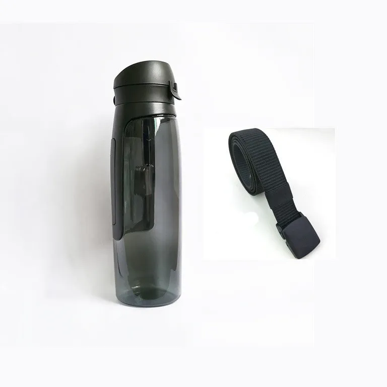 Black hidden security water bottle container with BPA-free lid on white background