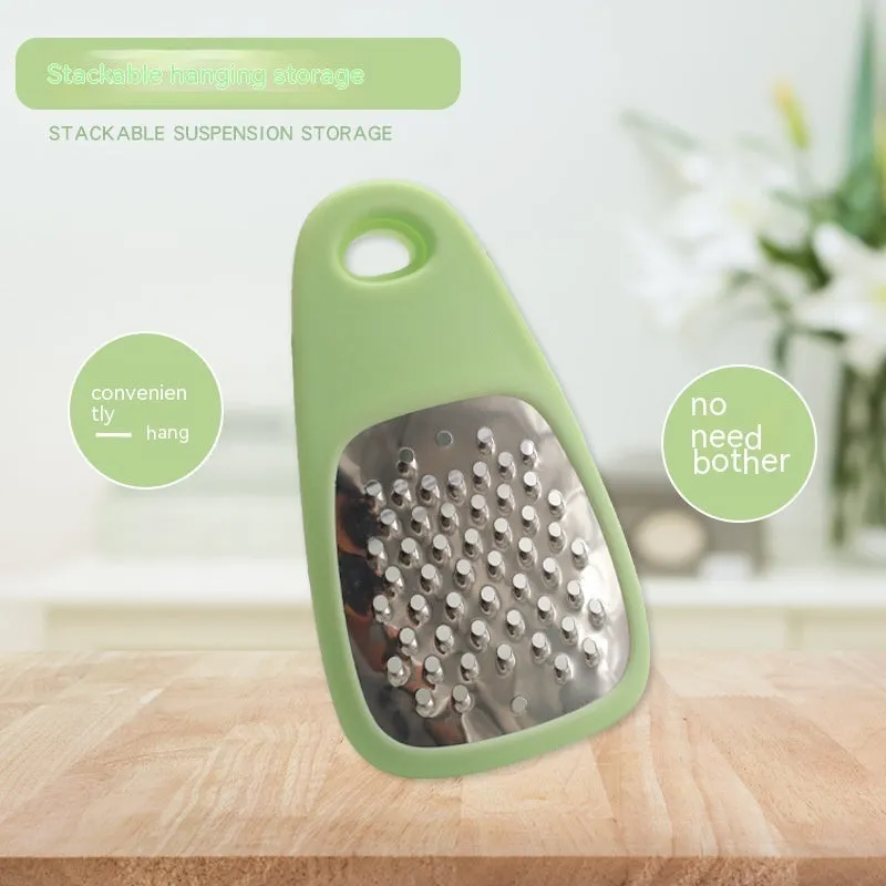 Six-piece kitchen gadget set with slicing knife, peeler, garlic masher, and bottle opener in colour box packaging