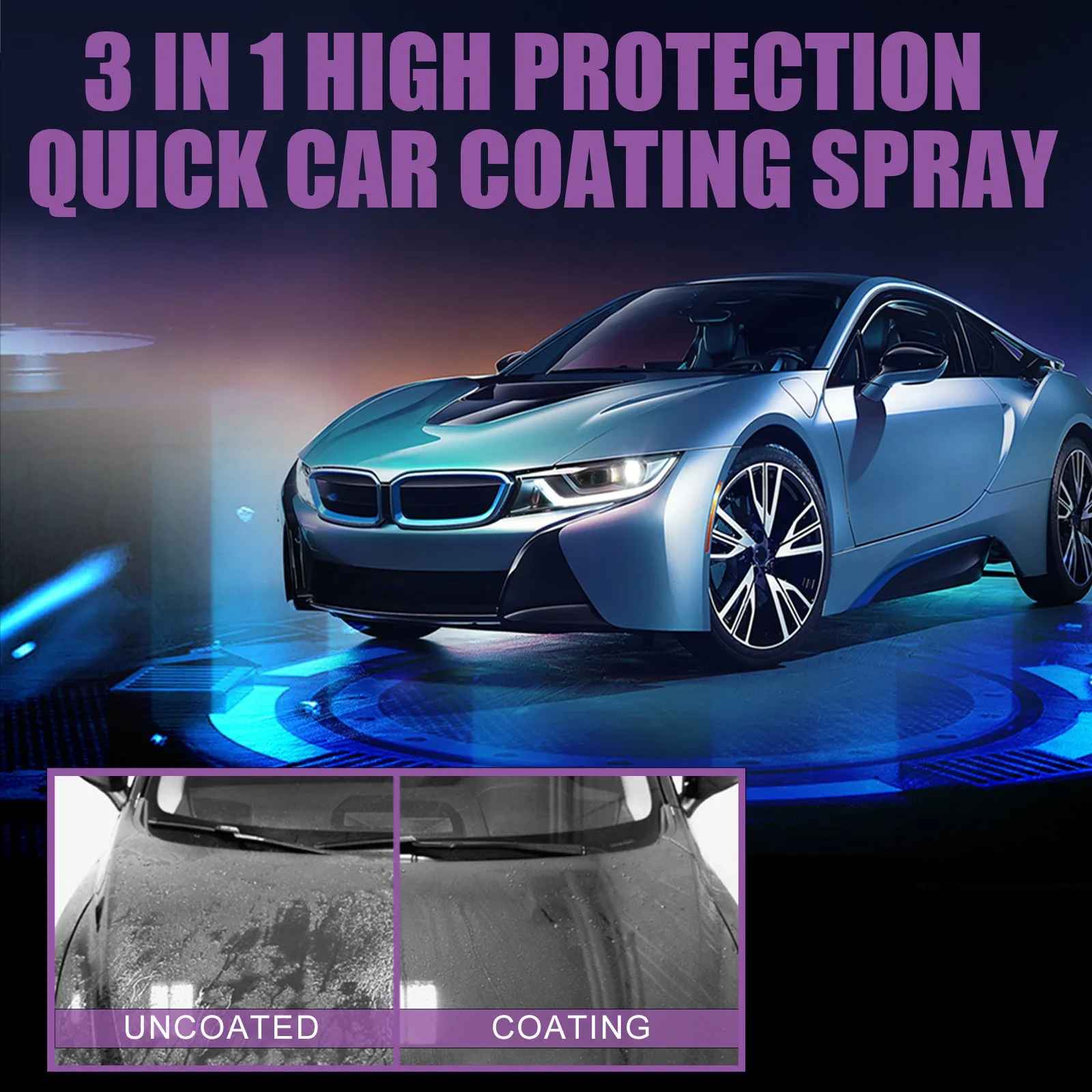 3 In 1 High Protection Fast Car Paint Spray Coating Agent in a PE bottle, 30ml and 100ml sizes
