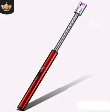 Rechargeable windproof electric lighter with USB charging, flameless design, 255mm length in ice blue finish