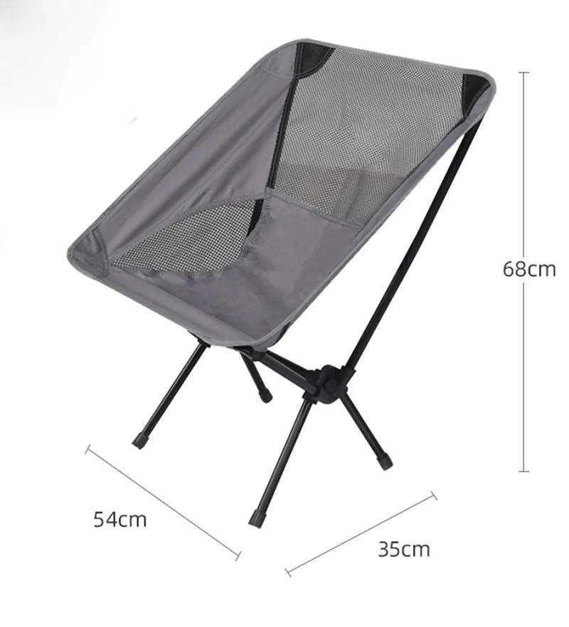 Ultralight folding camping chair in blue with iron frame and 600D Oxford cloth seat, folded for storage
