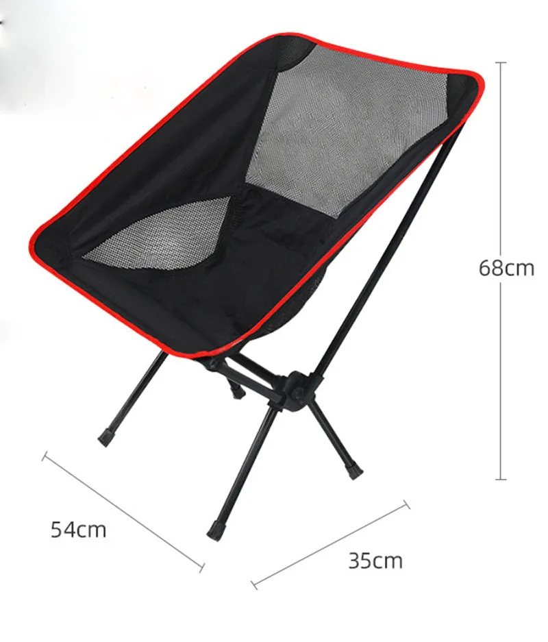 Ultralight folding camping chair in blue with iron frame and 600D Oxford cloth seat, folded for storage