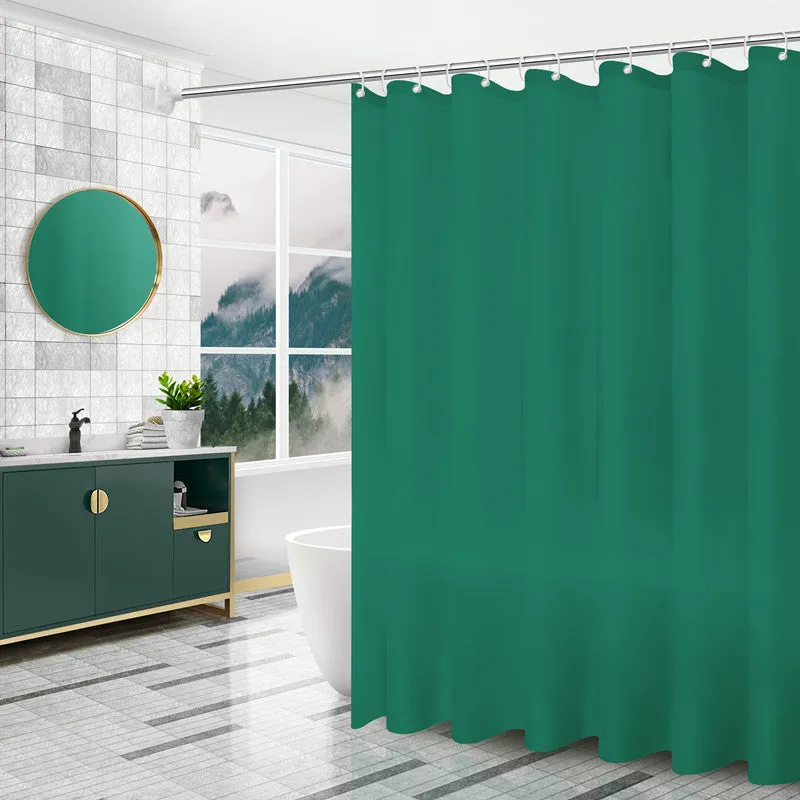 PEVA shower curtain with stainless steel buttonholes in simple modern geometric pattern, multiple colour options