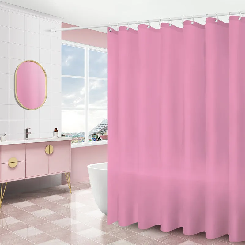 PEVA shower curtain with stainless steel buttonholes in simple modern geometric pattern, multiple colour options