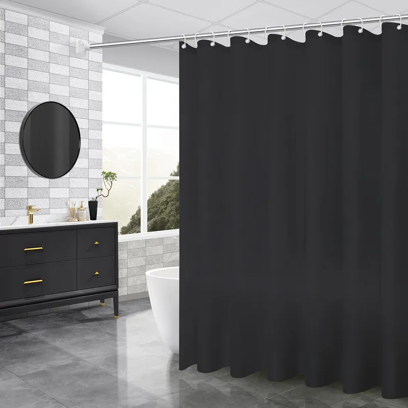 PEVA shower curtain with stainless steel buttonholes in simple modern geometric pattern, multiple colour options
