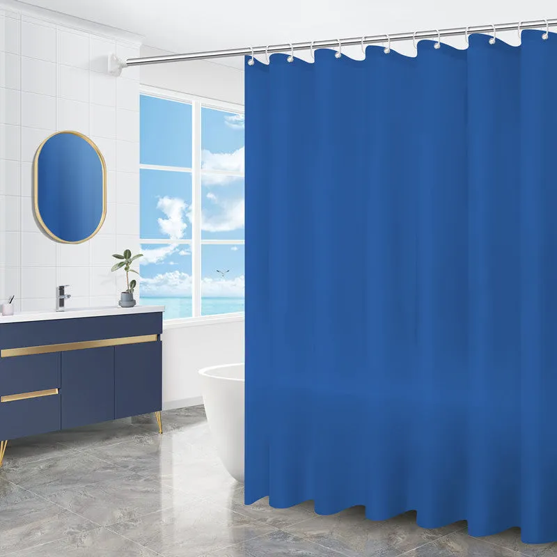 PEVA shower curtain with stainless steel buttonholes in simple modern geometric pattern, multiple colour options
