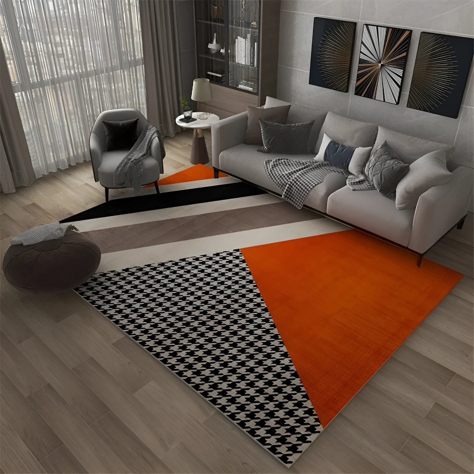 Nordic rectangle carpet with viscose fibre, available in size 200x300cm, colour Simplicity