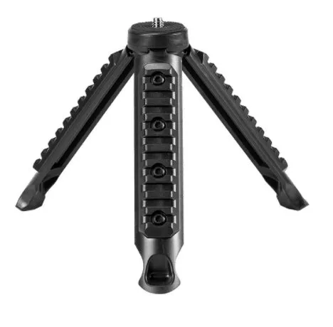 Black multifunctional portable LED torch with aluminium alloy body, magnet base, and control button on a wooden surface