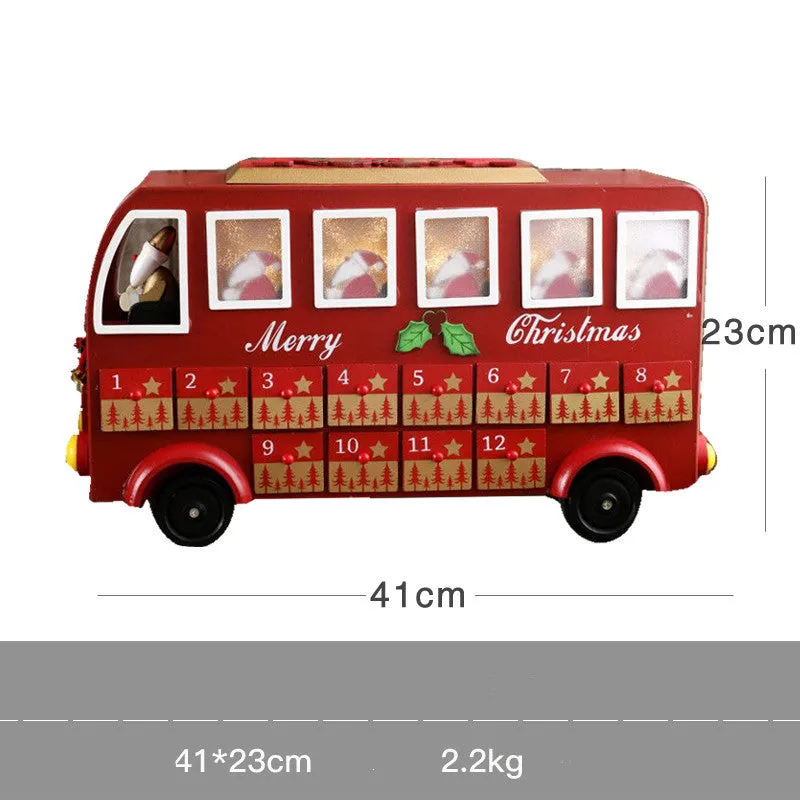 Wooden Christmas calendar with 24 red and green compartments for advent countdown, 37x32x6 cm