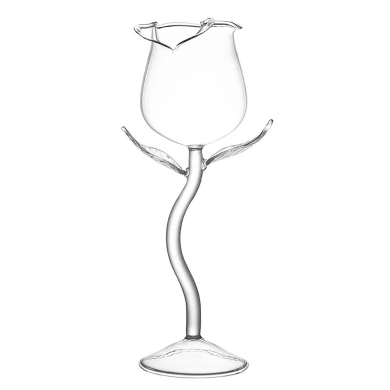Rose flower shaped glass goblet with 100ml capacity for wine or cocktails