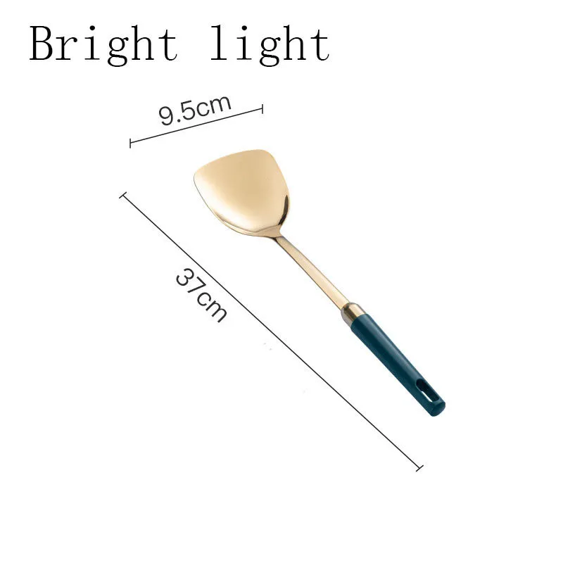 304 stainless steel kitchen utensils set with gold-plated hook frame, mirror polish finish, non-stick design