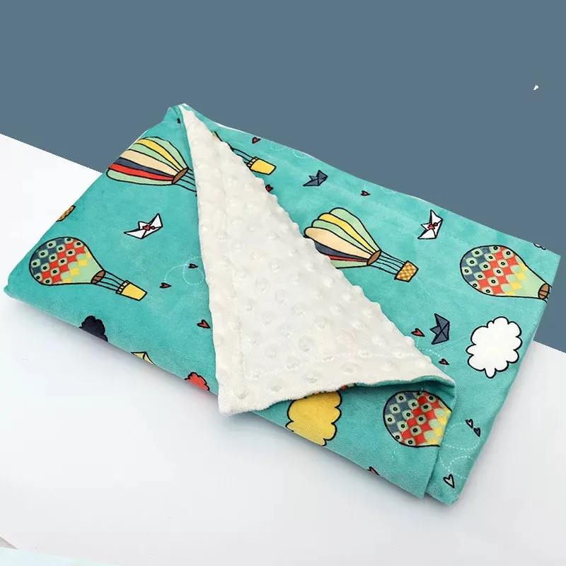 Baby flannel fleece blanket 75x120cm with flamingo print on white background