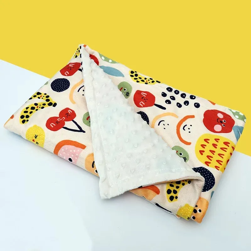 Baby flannel fleece blanket 75x120cm with flamingo print on white background