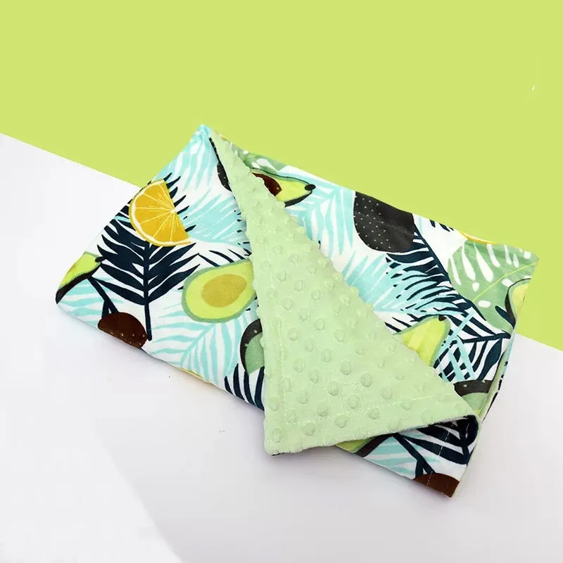 Baby flannel fleece blanket 75x120cm with flamingo print on white background